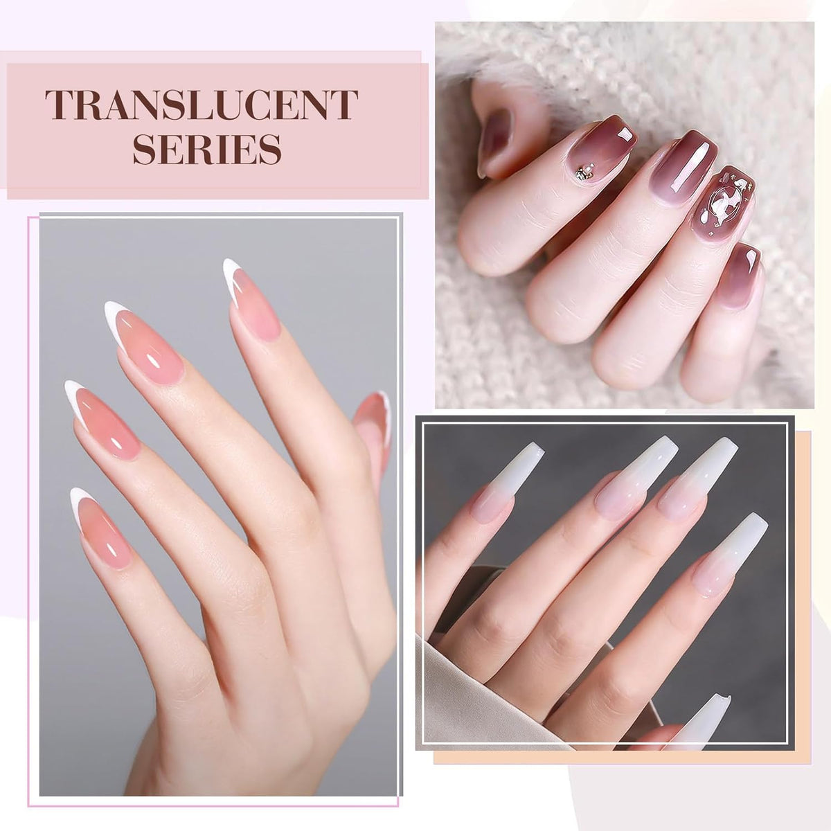 CANNI 9ml Hema-Free Gel Nail Polish Set- 6Pcs Jelly Nude Pink Neutral Transparent Milky White Colors Kit,Soak Off LED Manicure Kit DIY at Home Salon Gifts for Women Girls,A01-Sheer Jelly Nude Pink