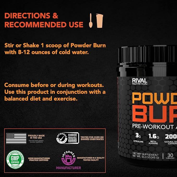 Rivalus, Powder Burn 2.0 Punch 30 Serving, Knockout Punch, 10.1 Ounce