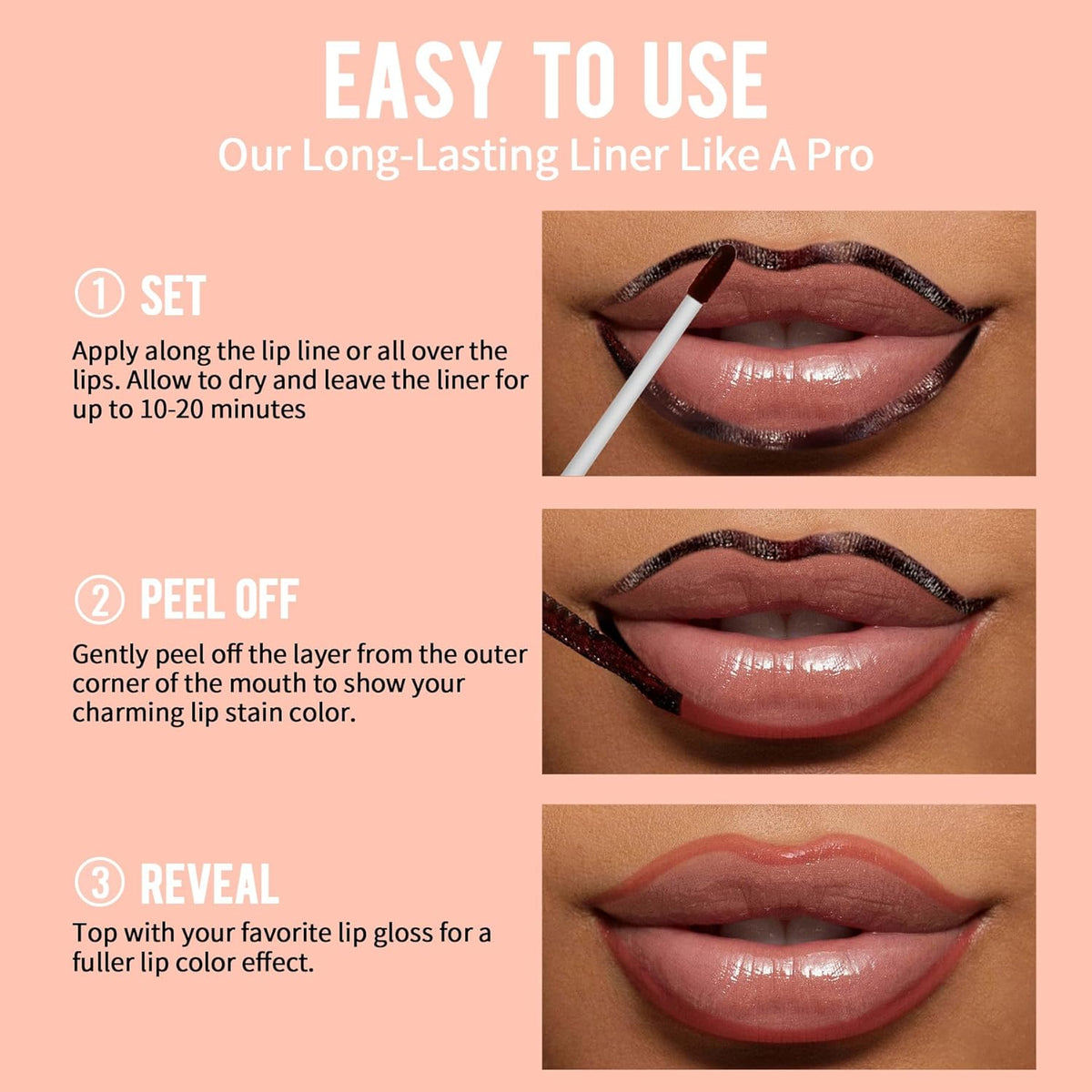 iMethod Lip Stain - Lip Liner Stain, Peel Off Lip Stain with Tweezer, Natural Long Lasting Lip Stain Peel Off, Waterproof, Easy to Use, Stay On All Day, Mauve