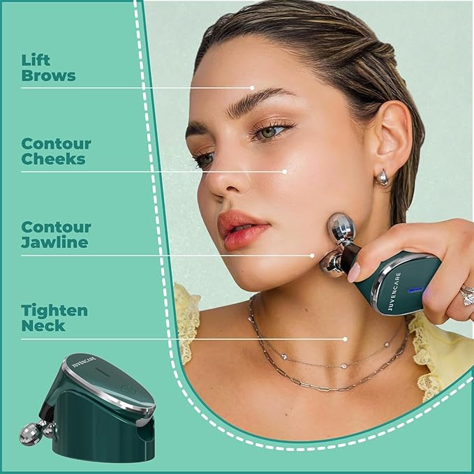 Microcurrent Facial Device- 6 in 1 Advanced Face Microcurrent Device- Microcurrent Facial Machine- Skin Care (Dark Green)