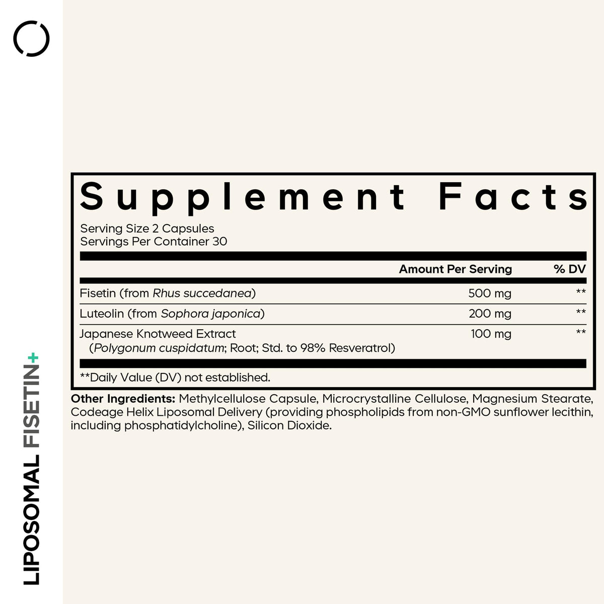 Codeage Liposomal Fisetin Supplement - Fisetin 500 mg - Resveratrol from Japanese Knotweed Extract Polyphenol, Luteolin Sophora Japonica Flavonoid, Liposomal Delivery - Vegan, Non-GMO - 60 Capsules