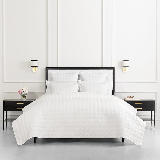 kate spade new york Noel Euro Sham, 26" x 26" Decorative Pillow Cover, 200 Thread Count and 100% Cotton, All Season Bedding, Machine Washable, Marshmallow