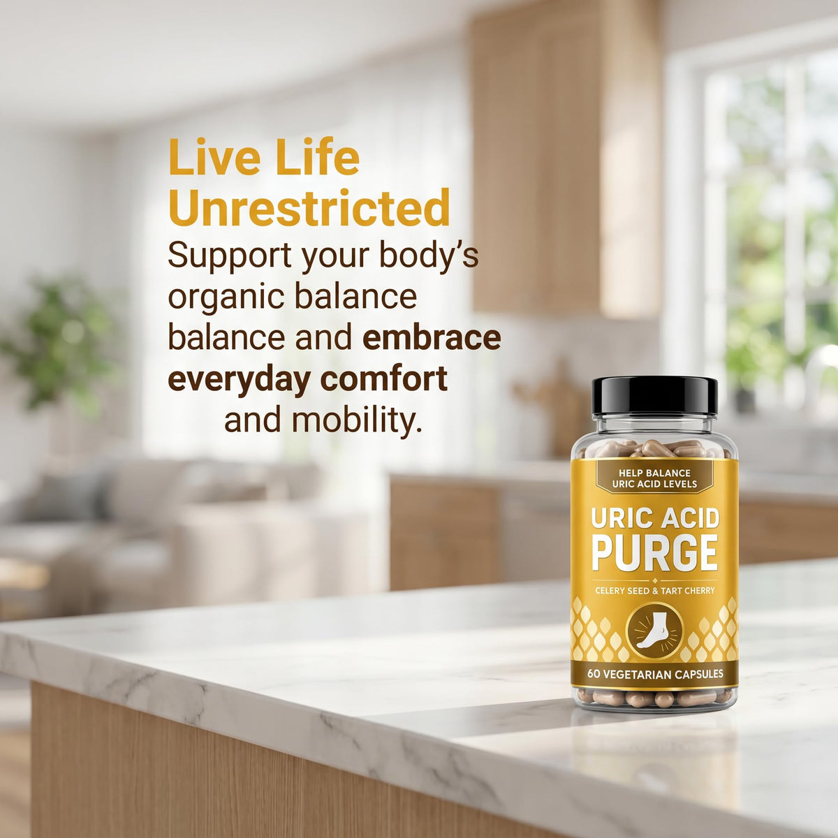MAVETTO Purge Uric Acid Flush,with Tart Cherry & Chanca Piedra, Celery Seed, Uric Acid Support for Mobility, Blend of Five Ingredients Chosen, Antioxidant Support, 60 Vegetarian Capsules