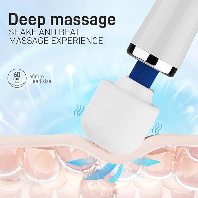 Handheld Vibration Massager Tool, Electric Wand Massage, Deep Tissue Muscle Massager, Personal Vibrating Massage Device,10 Modes Speed (White)