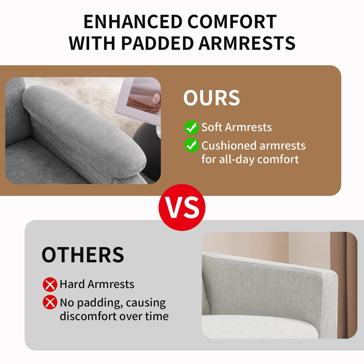 Zuacs Recliner Chair,Swivel Rocking Chair Nursery,Small Rocker Recliner for Small Spaces, Glider Recliner Nursery Chair for Adults with Side Pockets for Living Room, RV, Upholstered Fabric Grey