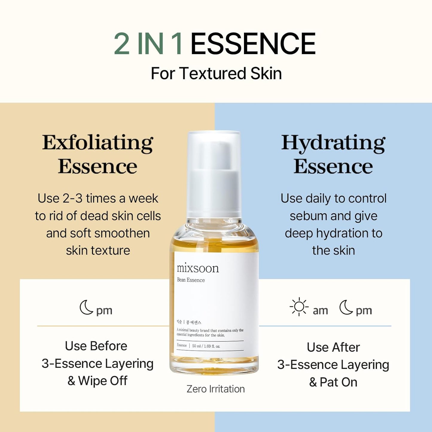 mixsoon Bean Essence 1.01 Fl.Oz. / 30ml (Pack of 1) Exfoliating Hydrating Korean Skin Care Hyaluronic Acid Serum Korean Glass Skin Care