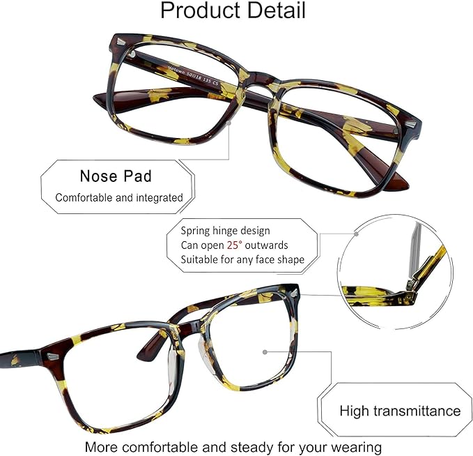 YEIN Bifocal Reading Glasses with Blue Light Blocking Lenses, Bifocal Reader for Women and Men, Vintage Square frame with Spring Hinge (+0.00/+1.75 magnification)