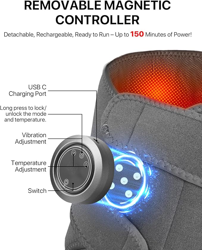 Cordless Heating Pad for Back Pain Relief Rechargeable Detachable 3000mAh, 47+35in Adjustable Back Massager with Heat 104-149℉ 3 Vibration, Heating Pad for Back with Lumbar Support, Gifts for Mom Dad