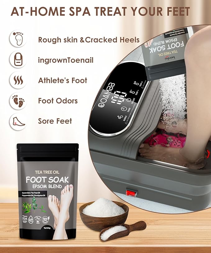 Collapsible Foot Spa with Heat, Bubble and Temp Control, Foot Bath Massager with XL Touch Screen and Massage Rollers, Foot Soaking Tub, Pedicure Foot spa for Stress Relief (Dark Grey)