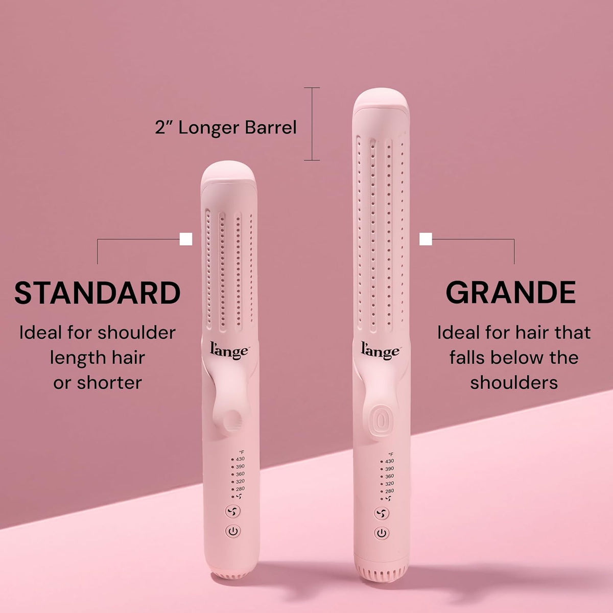 L'ANGE HAIR Le Duo Standard 360° Airflow Styler | 2-in-1 Curling Wand & Titanium Flat Iron Hair Straightener | Professional Hair Curler with Cooling Air Vents | Dual Voltage & Adjustable Temp (Blush)