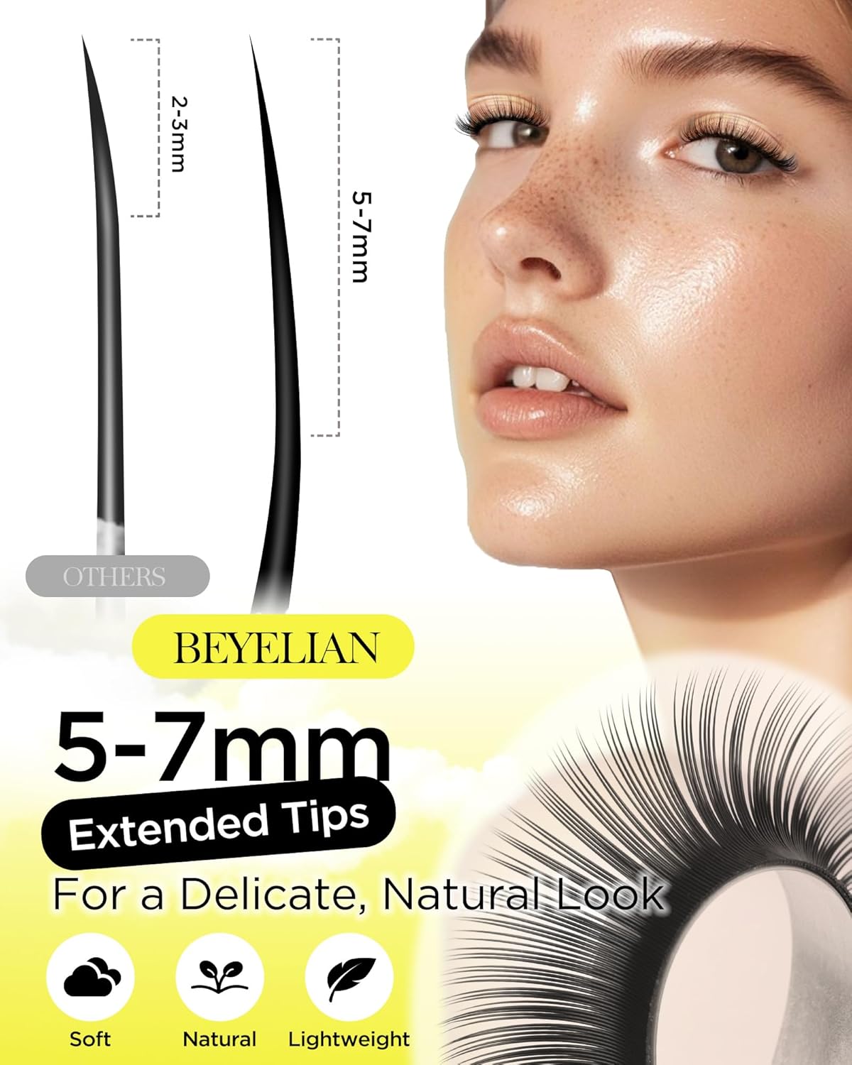 BEYELIAN Eyelash Extension 0.05 C Curl11mm Tray Easy Fan Lash Extensions Volume Lashes 100°/212°F High Temperature Resistant Classic Professional Use Natural Matte Black (0.05 C 11mm)