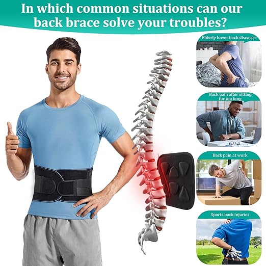 Adjustable Back Brace for Lower Back Pain & Sciatica Relief - Unisex Lumbar Support Belt for Herniated Disc, Posture Correction, Breathable Design for Work, Sports (B73,XX-Large)