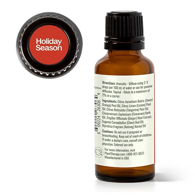 Plant Therapy Holiday Season Synergy Essential Oil 30 mL (1 oz) 100% Pure, Undiluted, Therapeutic Grade