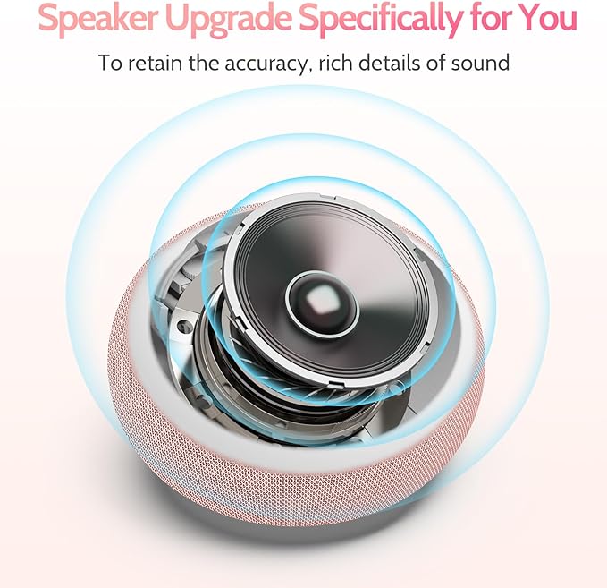 Reacher Auto Dimmable Sound Machine Alarm Clock with Night Lights, 20 Soothing Sounds, Sleep Timer, Precise Volume Control, Cute White Noise Soother for Girls, Kids, Bedrooms, Office