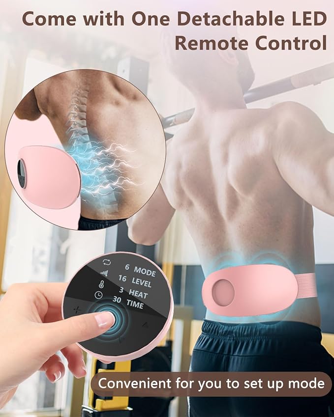 Back Massager with Heat-Heating Pad for Back Pain Relief,Lower Back Massager Abdominal Belly Massagers with 6 Massage,16 Intensity&3 Heated,Cordless Personal Travel Wrap Belt Gifts for Men and Women