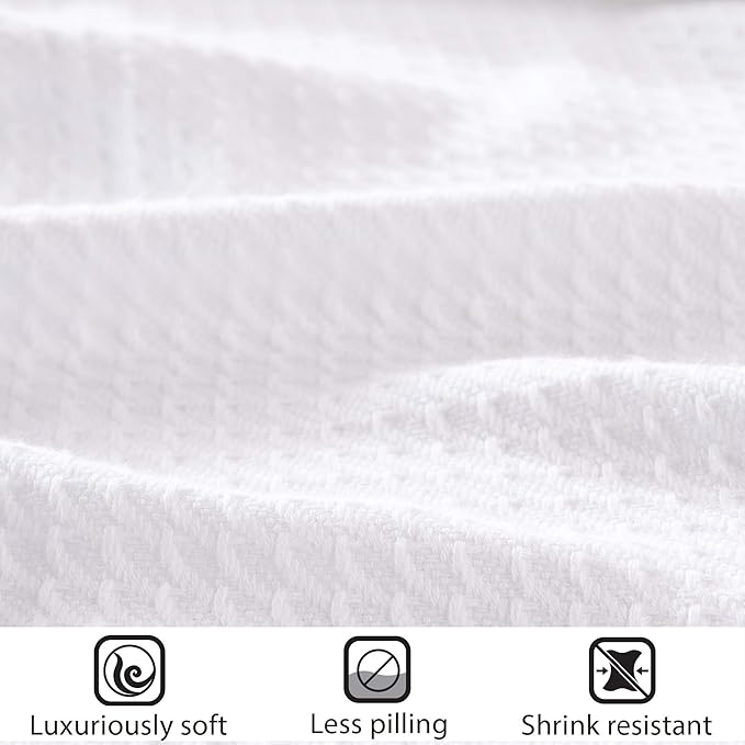 Madison Park Egyptian Cotton Luxury Blanket White 66x90 Twin Size Knit Premium Soft Cozy 100% Cerified Egyptian Cotton For Bed, Couch or Sofa
