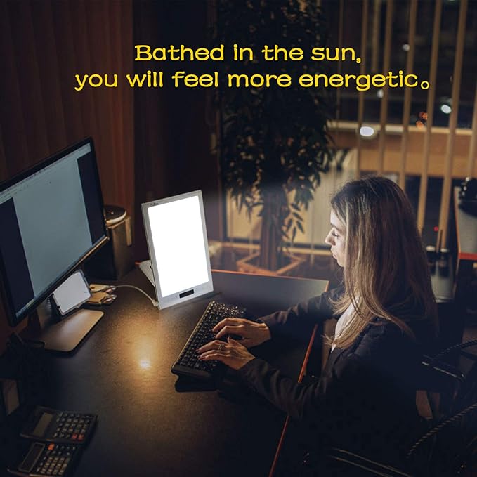 Light Therapy lamp 12000 lux Bright Light Alarm Clock to Wake up Happy Sun Sunrise Light Dawn Simulator with Vibration Detection and Snooze Function APP Control