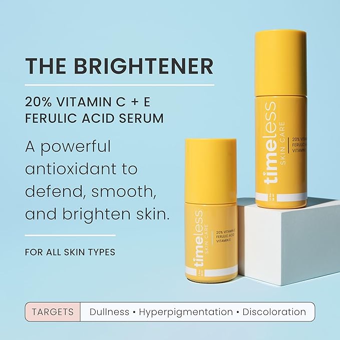 Timeless Skin Care 20% Vitamin C Serum with Vitamin E & Ferulic Acid and Coenzyme Q10 Serum Bundle - 1 oz (Pack of 2)