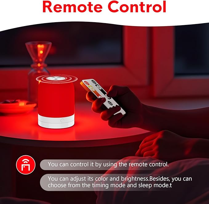 Red Light Therapy Sleep,Reds Nightlight with 670nm Wavelength Aid to Support Deep Relaxation,Touch Remote Control Red Light for Sleep Lamp Backed by Science for Adults & Kids Bedrooms