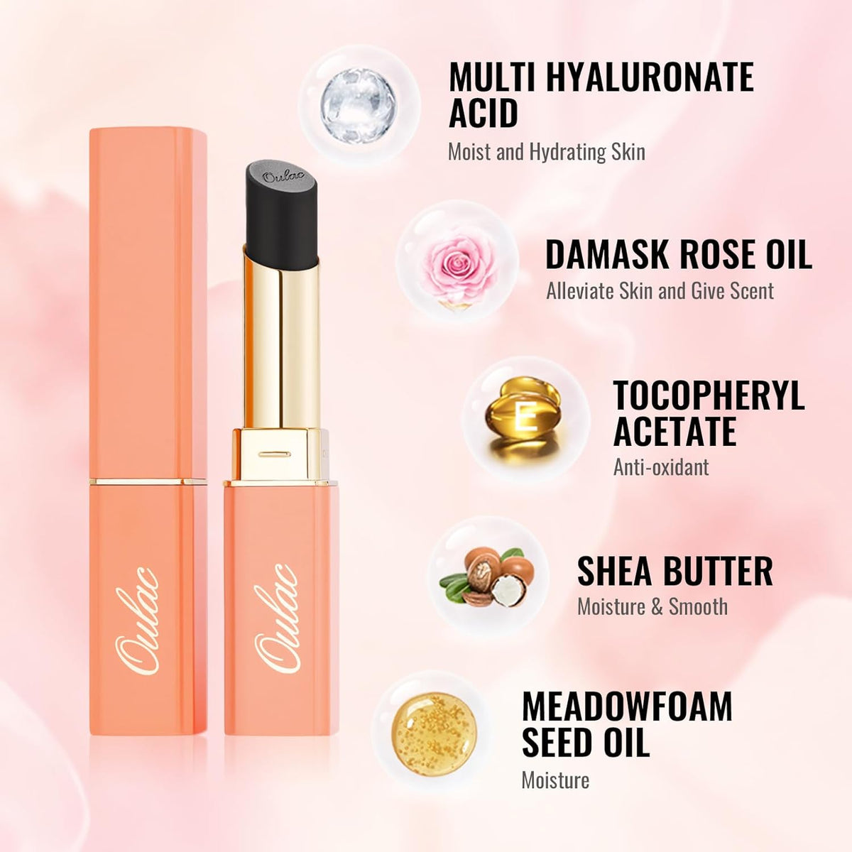 Oulac Black Lipstick for Women, Halloween Matte Lipsticks, Full Coverage Lip Color, Satin Matte Finish, Cream Texture, Hydrating, Infused with Hyaluronic Acid, Vegan & Clean Beauty 4g SG16