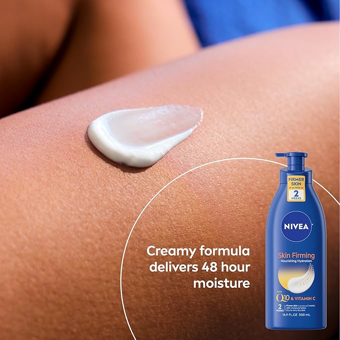 NIVEA Nourishing Hydration Skin Firming Body Lotion, 16.9 Fl Oz Skin Firming & Toning Body Gel Cream with Hyaluronic Acid, 6.7 Oz, Enriched with Q10 and Vitamin C