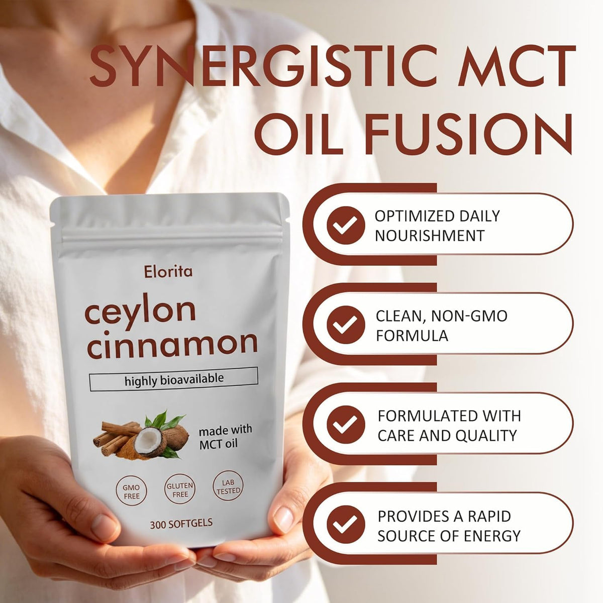 TMKTMK Noralife Ceylon Cinnamon, Ceylon Cinnamon with Mct Oil, 300 Softgels