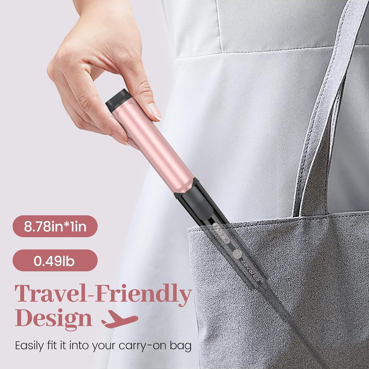 Travel Curling Iron, zavarea 1 Inch Mini Curling Iron for Short Hair, Ceramic Barrel with 3 Adjustable Temp, Dual Voltage, Auto Shut-Off, Includes Storage Bag
