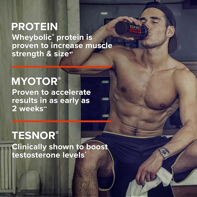 GNC AMP Wheybolic Alpha Clinically Proven Protein Powder, Increases Muscle Strength, Size & Power, Boost Testosterone Levels, 40g Protein, 6.2g Leucine, 15g EAAs, Creatine, Chocolate Fudge, 22 SVG
