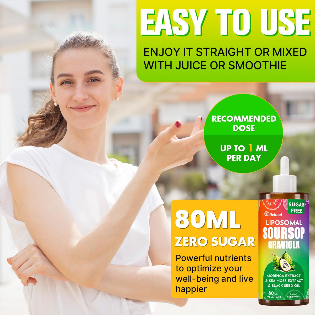 Soursop Bitters Liquid 880MG, Soursop Multivitamin Drops with Leaf Extract & Sea Moss, for Cell Support & Regeneration, Immunity, Liver, Gut, Zzz, Skin & Antioxidant | 5.6 Fl Oz - 160 Days Supply