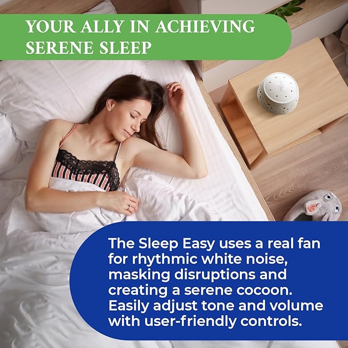 White Noise Sound Machine - Real Fan Sleep Aid, Noise Cancelling for Office Privacy, Home, Baby & Adults - Portable, Travel Friendly Sleep Machine