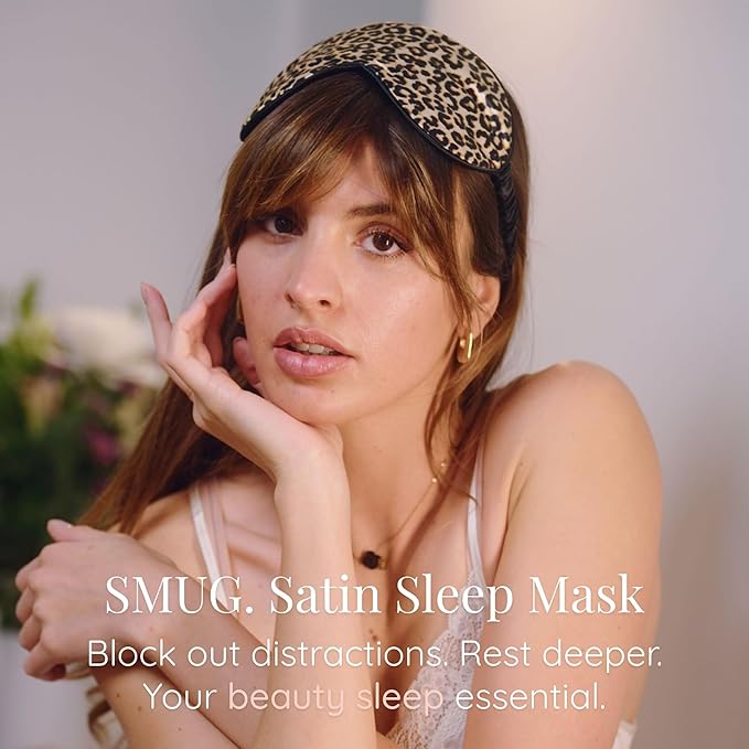 SMUG Satin Sleep Mask (3 Pack) Deep Dream Sleep Aid Eye Mask for Women & Men for Sleeping, Travel, Night Shift - Soft to Nourish Skin, & Reduce Dark Circles - Eye Cover to Block Out Light - Leopard