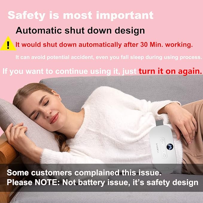 Portable Cordless Heating Pad for Cramps, Electric Waist Belt Device, Fast with 3 Heat Levels and Massage Modes, Back or Belly Women Girl