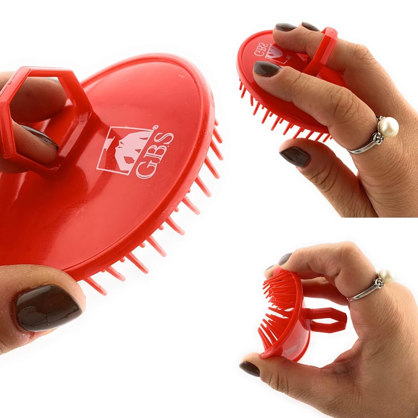 G.B.S Dandruff Cleaning Hair Scalp Brush, Red, Pack of 2