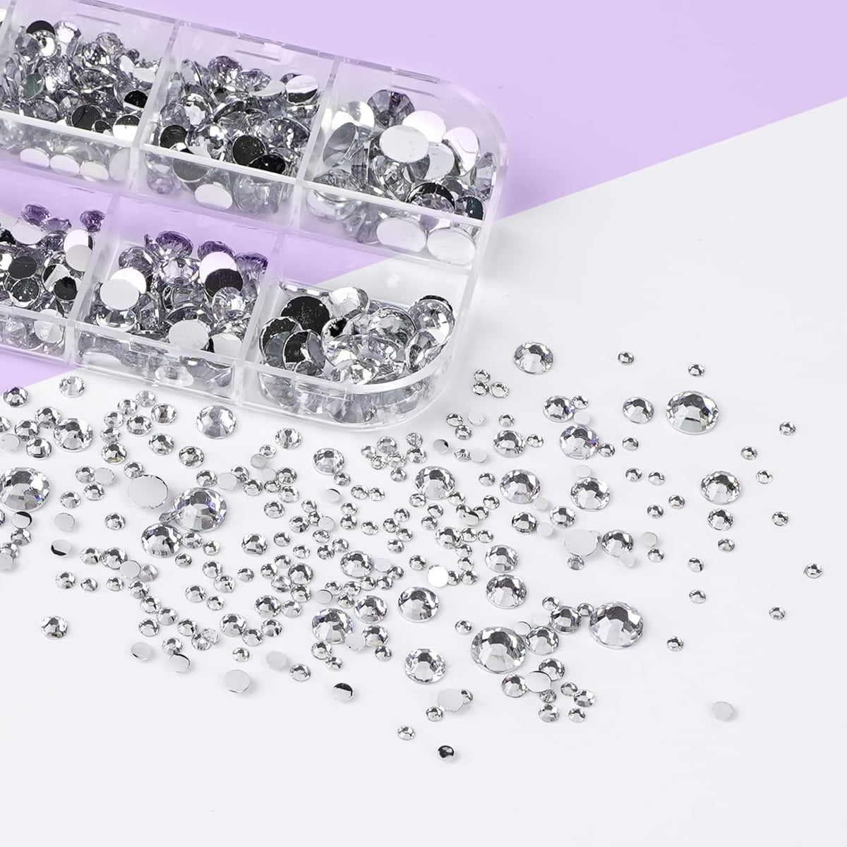 Canvalite 2784PCS Rhinestones Flatback Gems, Nail Rhinestones Nail Art Gems with Jewelry Glues, Pick Up Tweezers and Rhinestone Picker Dotting Pen, Nail Art Tools for Nails, Clothes, Face, Crafts
