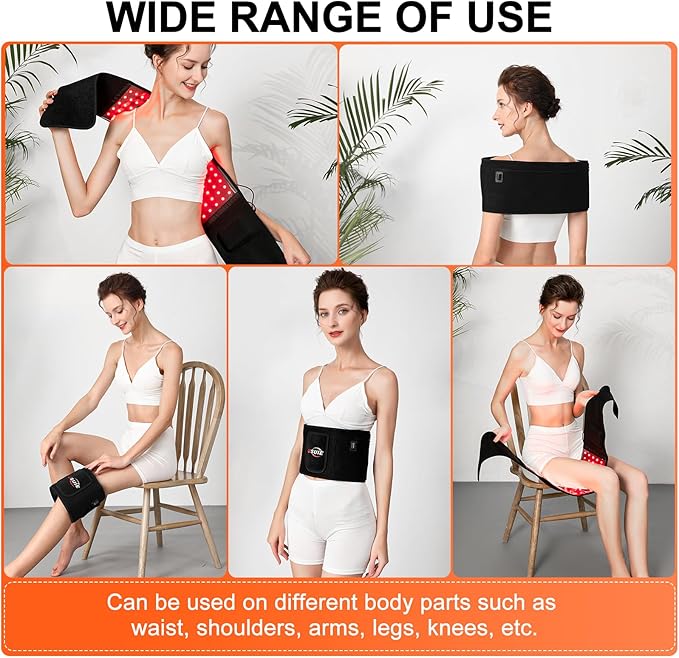 Red Light Therapy Belt, Infrared Light Therapy Wrap Red Light Therapy Device for Body with Timer for Back Shoulder Waist Muscle Pain Relief for Women Men