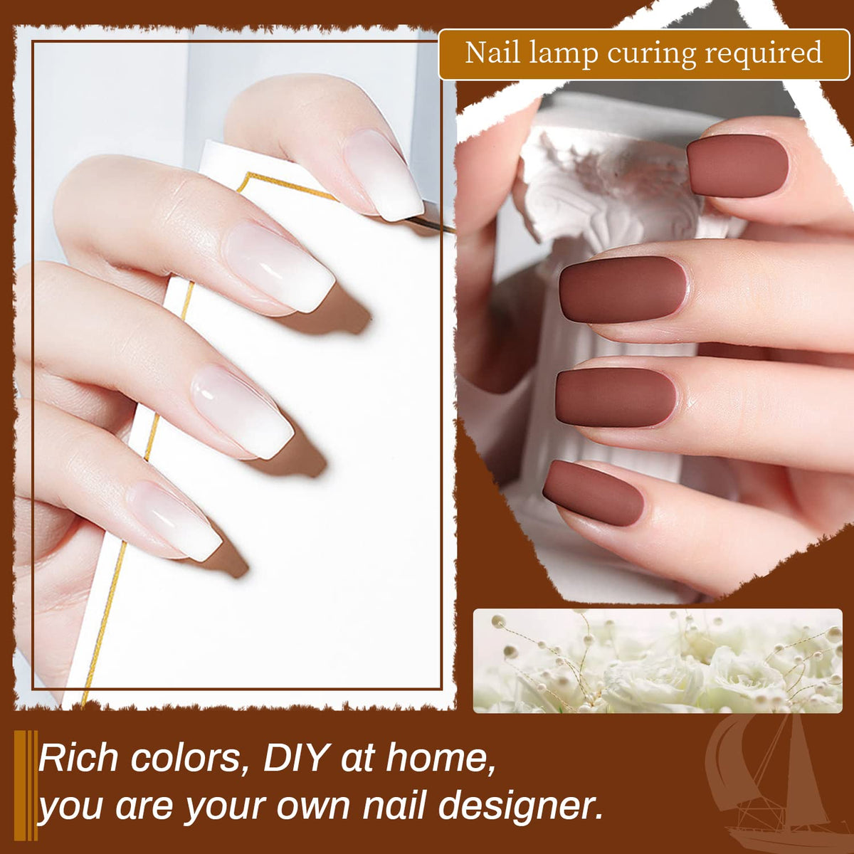 JODSONE 100 PCS (5 ml each) Gel Nail Polish Kit No Wipe Soak off Base Coat and Matte Glossy Top Coat Gel Polish Collections Gifts for Manicure Lovers