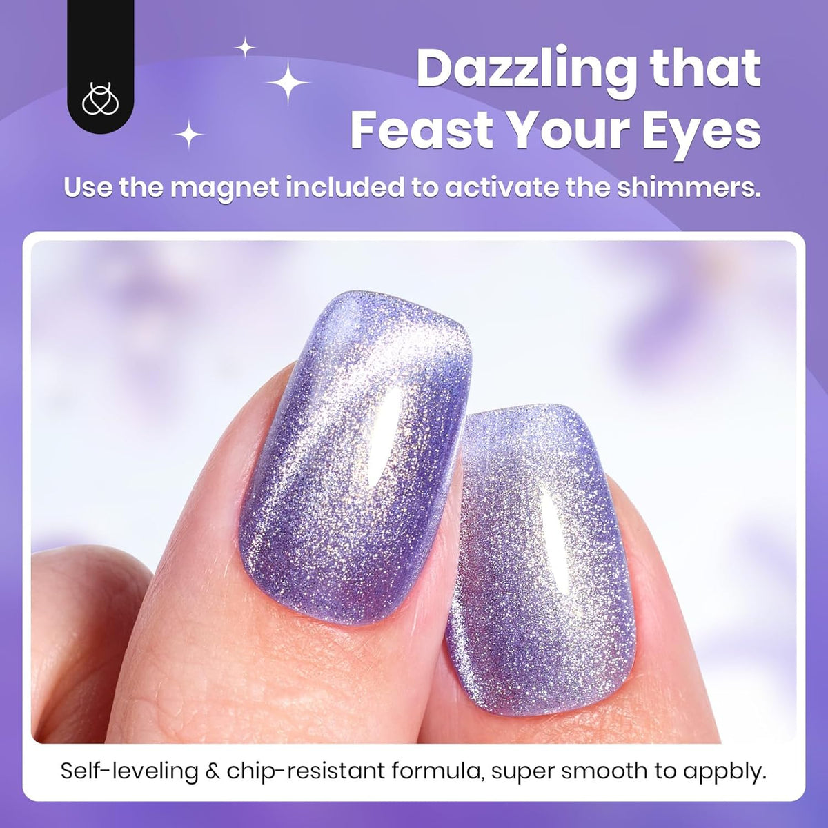 Beetles Purple Cat Eye Gel Polish, 15ML Purple Cat Eye Glitter Gel Polish with Magnet Soak Off UV Shimmer Velvet Gel Twilight Lavender Series French Nail Art Design Manicure Gifts for Women