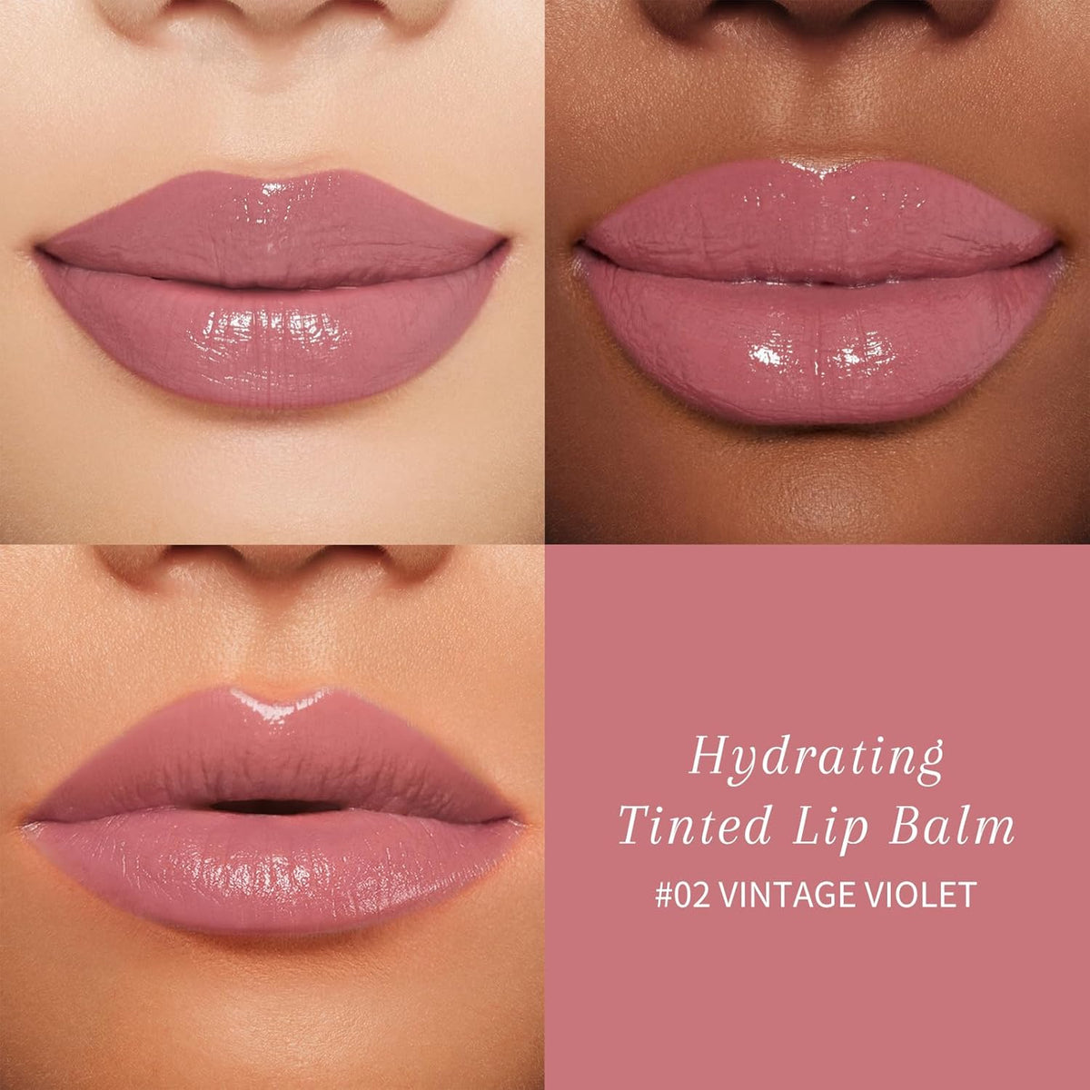 Tinted Lip Balm Plumper, Glossy, Pump Lips, Lightweight, Moisturize & Tint with Jojoba Seed Oil, Vegan Lipbalm Lip Care, Vintage Violet