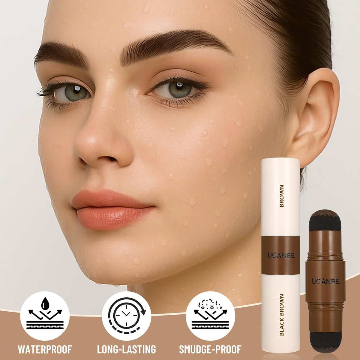 UCANBE 25PCS Eyebrow Stamp Stencil Kit With Dual-Color Eyebrow Stamp Pomade,20 Reusable Eyebrow Stencils,Finising Powder,Brush,Eyebrow Razor,Zipper Pouch,Waterproof Eye Brow Stamping and Shaping Kit05