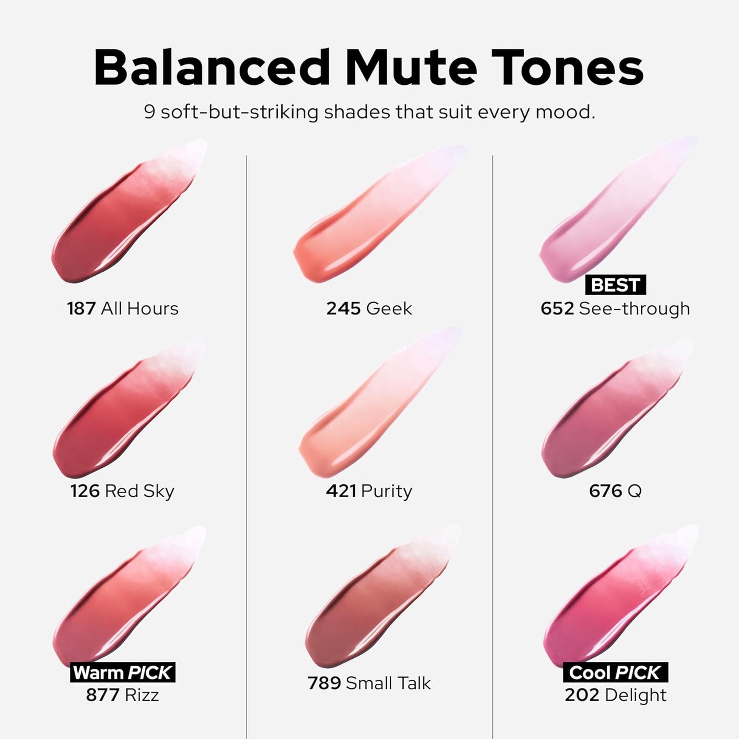 Unseen Balloon Tint, 6 Colors Set for All Skin Types. Buildable Color, Long Lasting Glossy Lip Stains, Lightweight Lip Gloss Make up (Purity, 1 Oz)