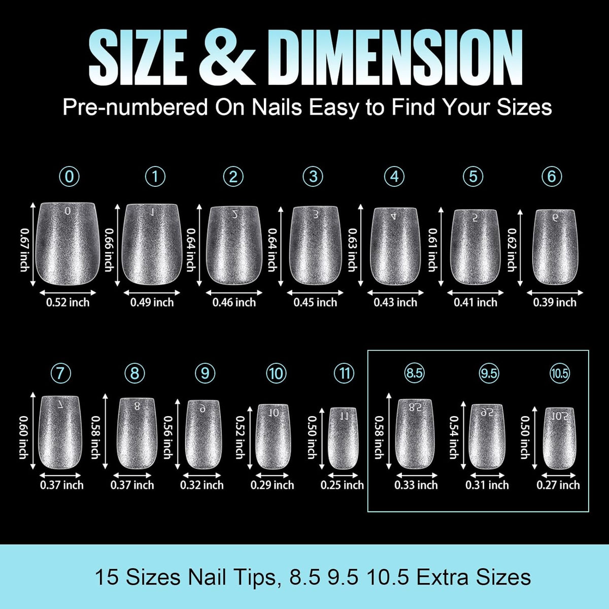 TOMICCA Extra Short Coffin Nail Tips, 360Pcs Extra Short Gel Tips Full Matte Soft Nails Tips, Fake Acrylic Coffin Nail Tips for Dip Powder Gel Polish 15 Sizes