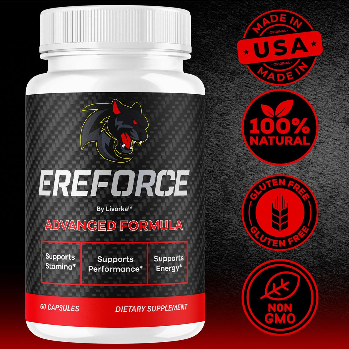 Ereforce - Ereforce Capsules Advanced Daily Formula Premium All Natural Ingredients- Maximum Strength, EreforcePills Support Reviews for Overall Health and Wellness, 60 Capsules for 1 Month