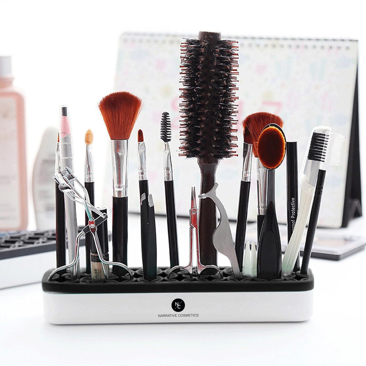 Upright Silicone Brush Holder with Square Corners - Black