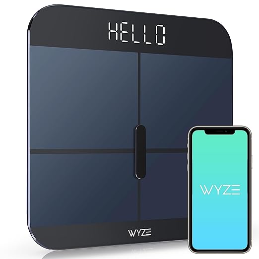 Wyze Smart Scale X - FSA/HSA Eligible - Digital Bathroom Scale for Body Weight, BMI, Body Fat, Muscle Mass, Heart Rate Monitor | Sync with Health Apps | for People, Baby & Pet, 400 lbs (Black)
