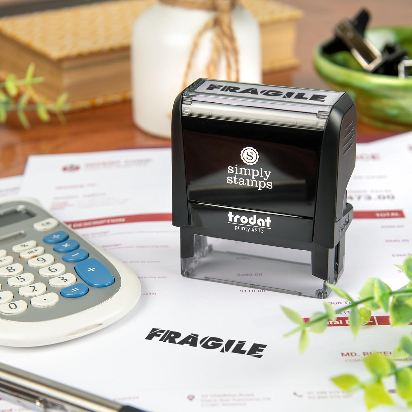 Fragile Office Stamp | 4 Different Sizes | 20 Designs | Multiple Color Options | Perfect for Quick Validation of Office Documents (Fragile, Large)