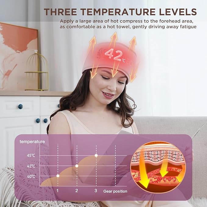 Head Massager,Scalp Massager,3 Gear Constant Temperature Hot Compress and Comfortable Kneading Squeeze for Head, Relieve Pressure, Fatigue, Sleep Aid | Ergonomic Bluetooth Scalp Massage Tool