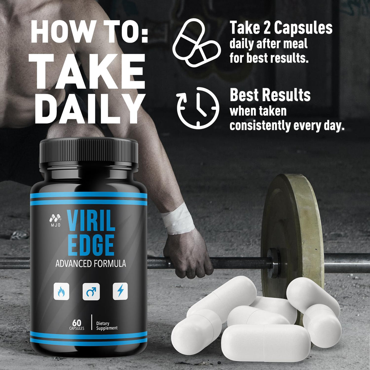(2 Pack) Viril Edge Capsules, Official Viril Edge Pills for Men with All Natural Ingredients, Maximum Strength Supplement Premium Vitamins Supporting Optimal Wellness & Advanced Health (120 Capsules)