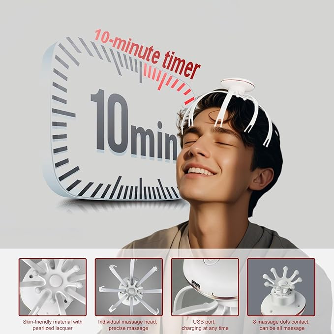 Head Massager Electric, Scalp Massager Electric with 3 Modes, Cordless Portable Scalp Scratcher, Head Massage Tingler, for Office Home SPA Father's Day and Mother's Day Gifts