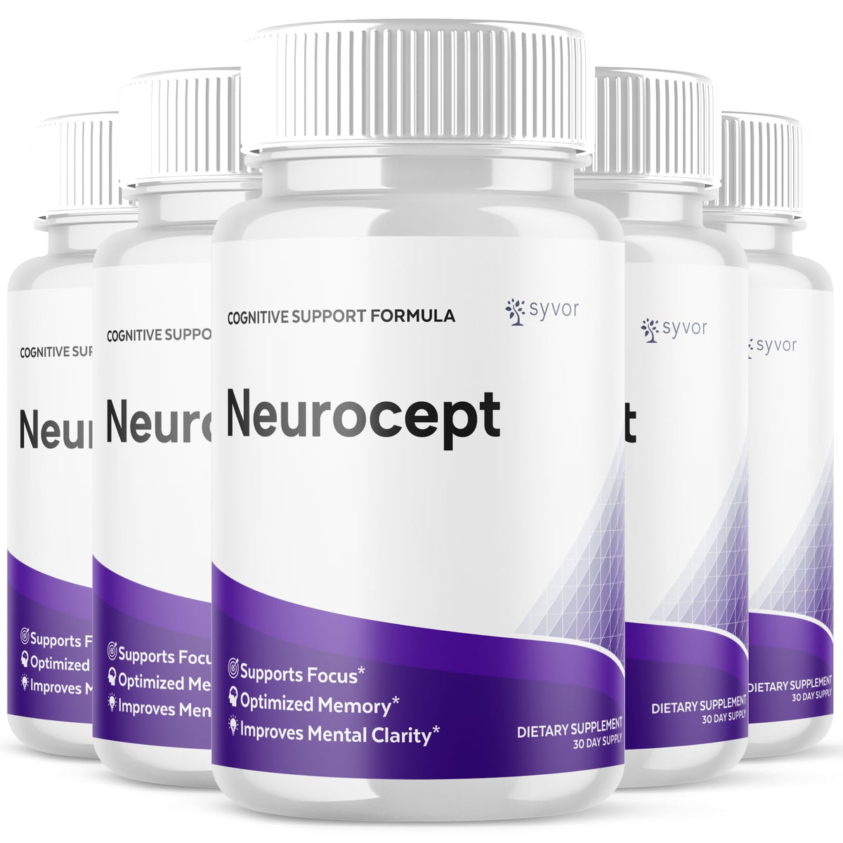 (5 Pack) Neurocept Capsules, Official Neurocept Brain Supplement Pills with All Natural Ingredients, Advanced Formula Support Pills with Max Strength Premium Vitamins for Women & Men (300 Capsules)