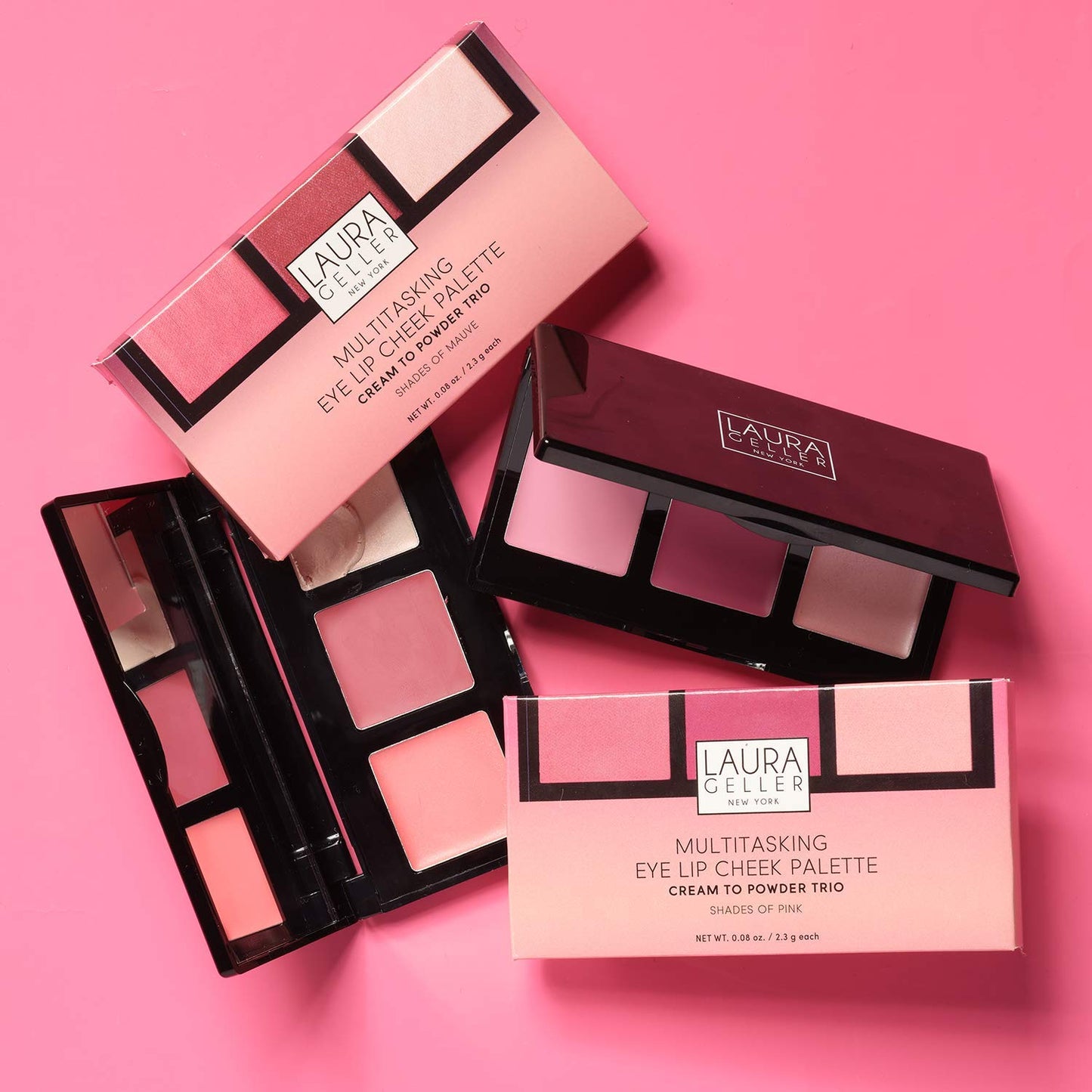 LAURA GELLER NEW YORK Multitasking Eye Lip Cheek Palette Cream to Powder Trio, Mauves